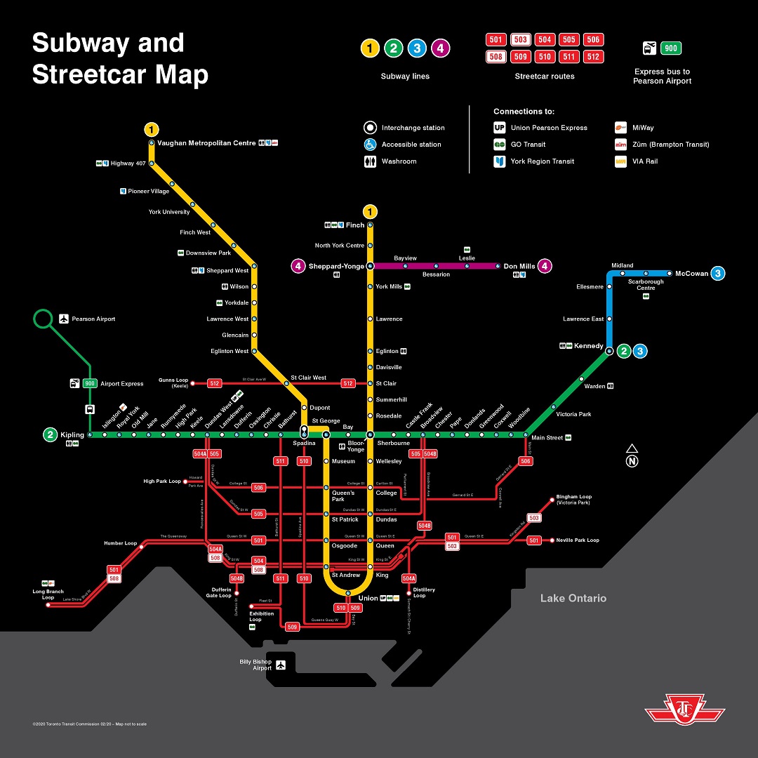 Toronto Public Transportation TTC Map 